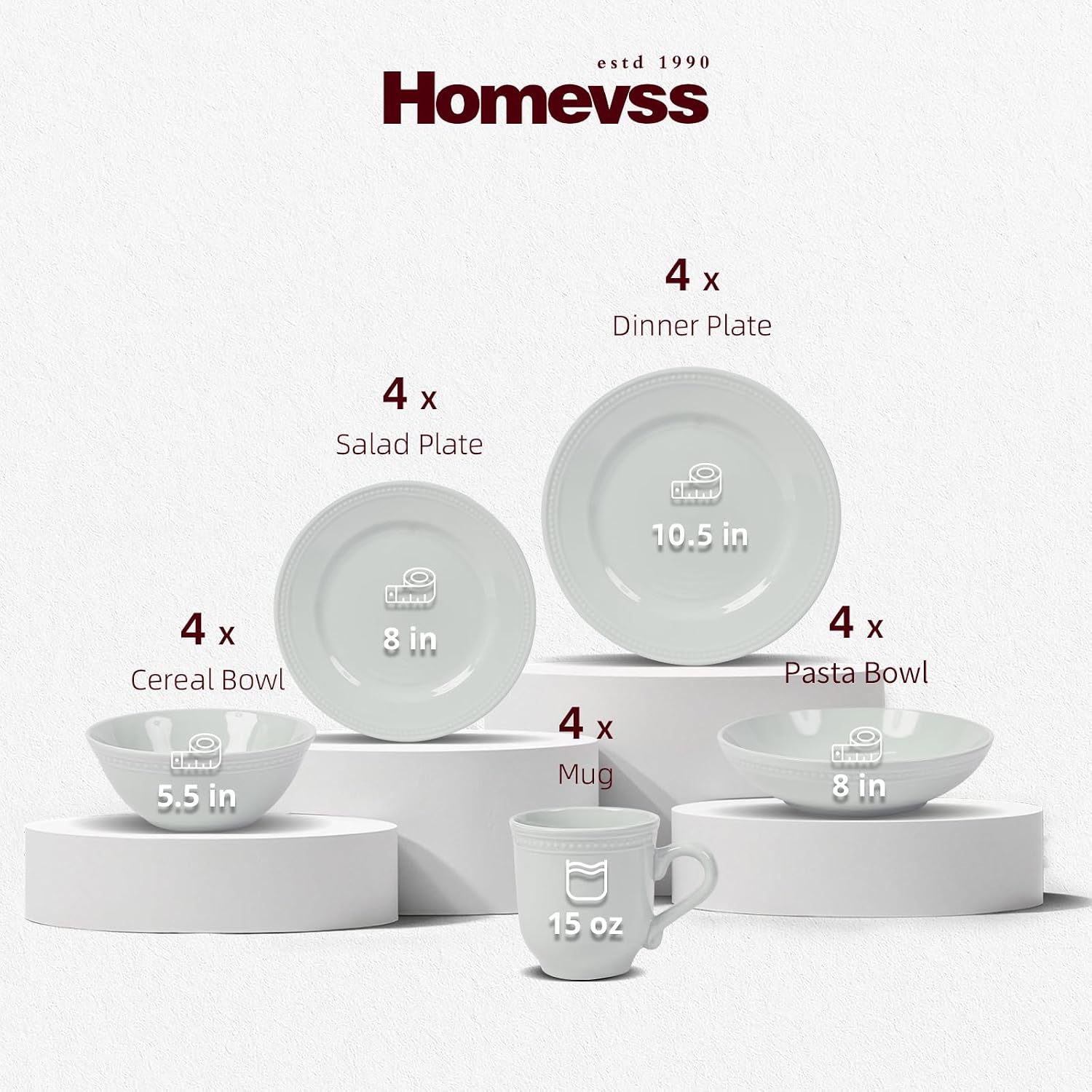 HomeVSS 20-Piece Pearl Dots Stoneware Dinnerware Set, Pink, Service for 4