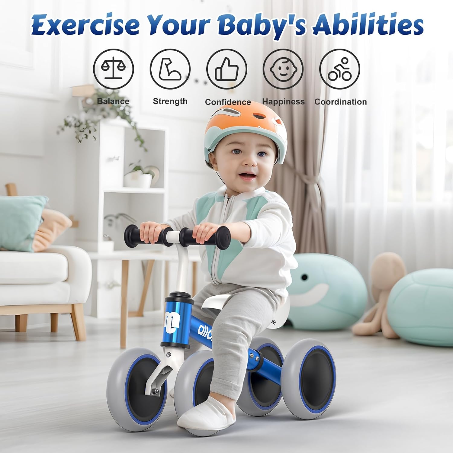 Baby Balance Bike, Cute Toddler Bikes 12-36 Months Gifts for 1 Year Old Girl Bike to Train Baby from Standing to Running with Adjustable Seat Silent & Soft 3 Wheels