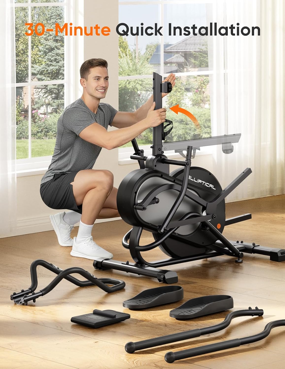 Dripex Elliptical Exercise Machine, 3-in-1 Cardio Climber Stepper Elliptical Machine for Home, Elliptical Training Machines with 16-Level Resistance