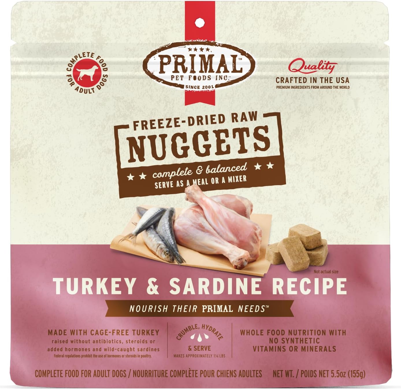 Primal Freeze Dried Raw Dog Food Nuggets, Beef, 14 oz | Complete & Balanced Nutrition, Meal, Topper or Treat, Grain-Free, High Protein, No Synthetic Vitamins & Minerals