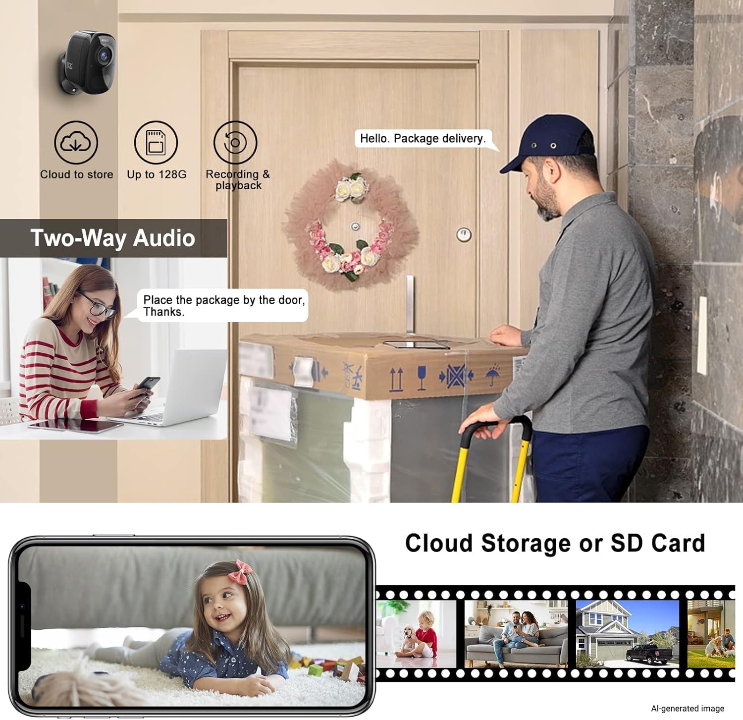 DCT Magnetic Security Camera Outdoor: See Who at Door in 2K - 10s No-Drill