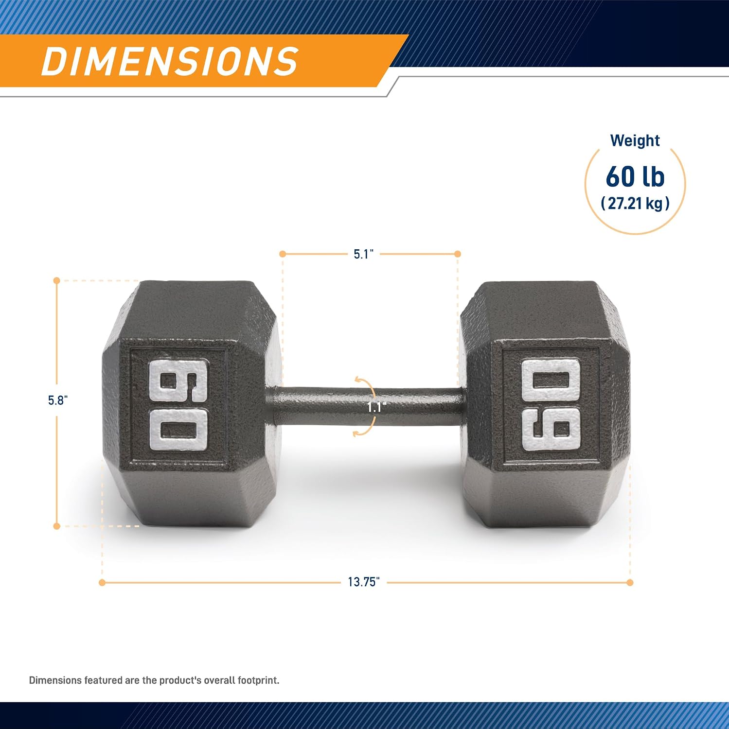 Marcy Cast Iron Hex Dumbbells Collection - Available size from 3-lb to 100-lb, SOLD INDIVIDUALLY