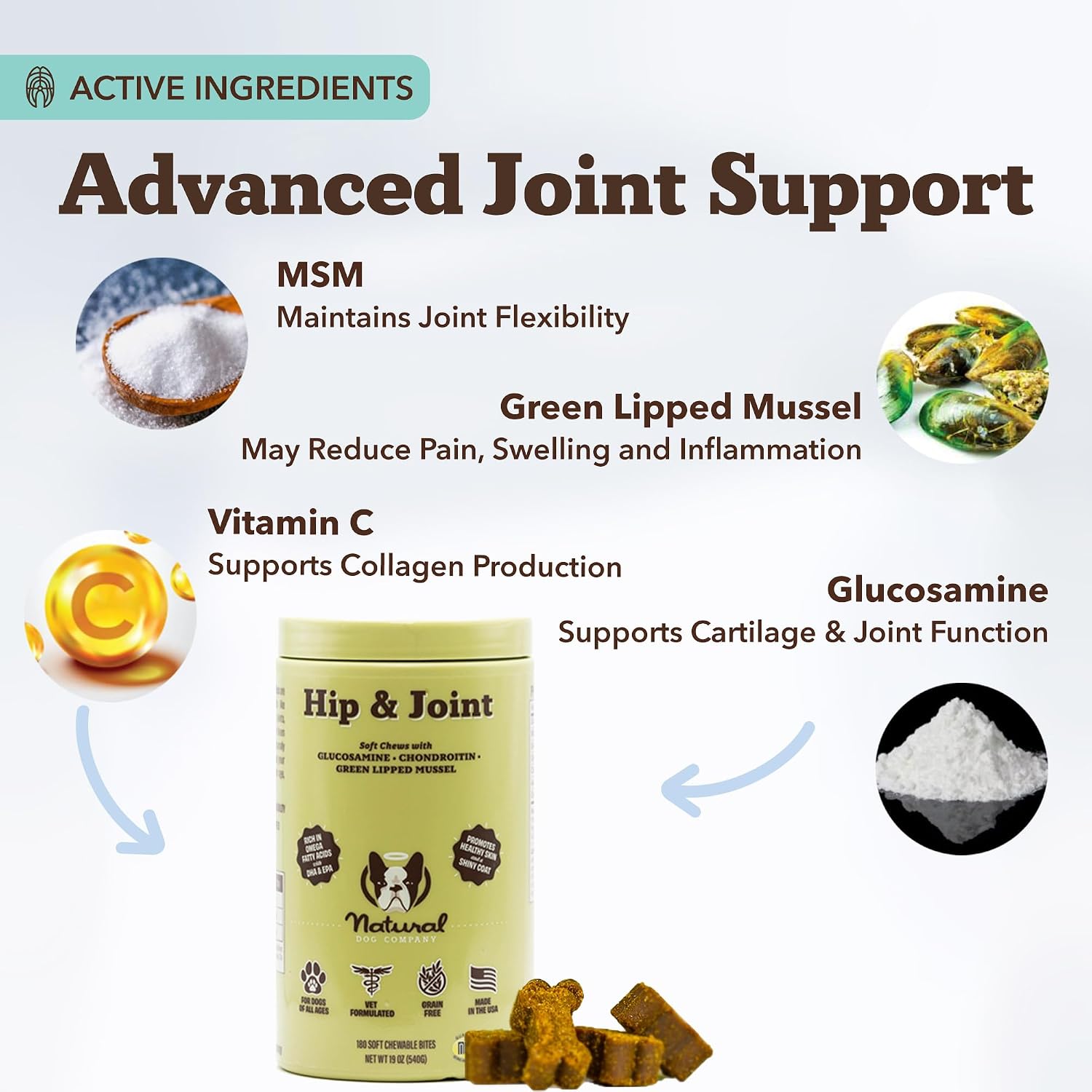 Natural Dog Company Liquid Glucosamine Hip & Joint Oil for Dogs, 16 oz, Extra Strength Cartilage & Joint Support, Helps Mobility and Eases Occasional Stiffness, Dog Vitamins & Supplements