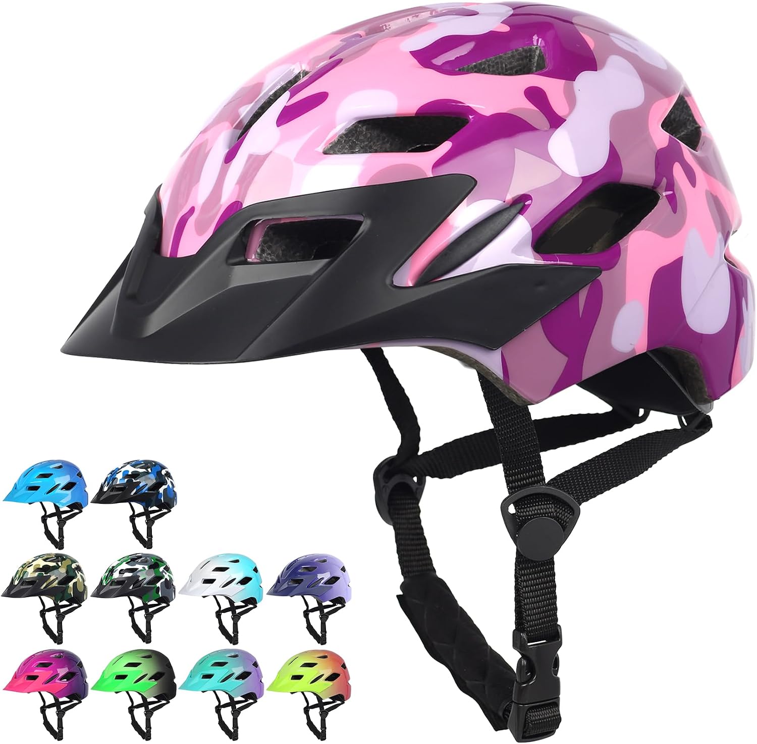 Kids Bike Helmet with LED Light for Youth Teen Toddler Boys Girls