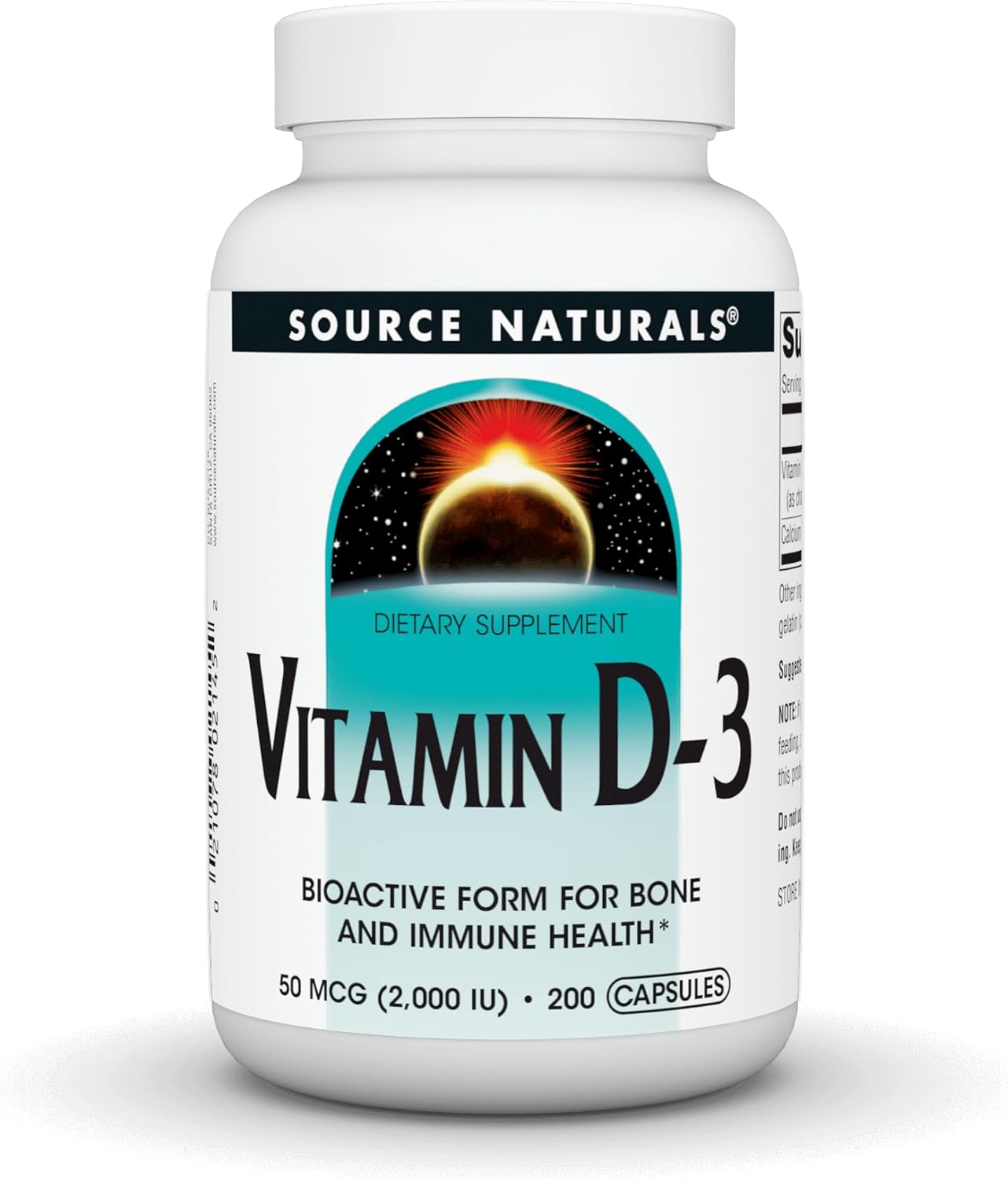 Source Naturals, Vitamin D-3, 50 mcg (2000 IU) - 200 Capsules | Bioactive Form for Bone & Immune Health