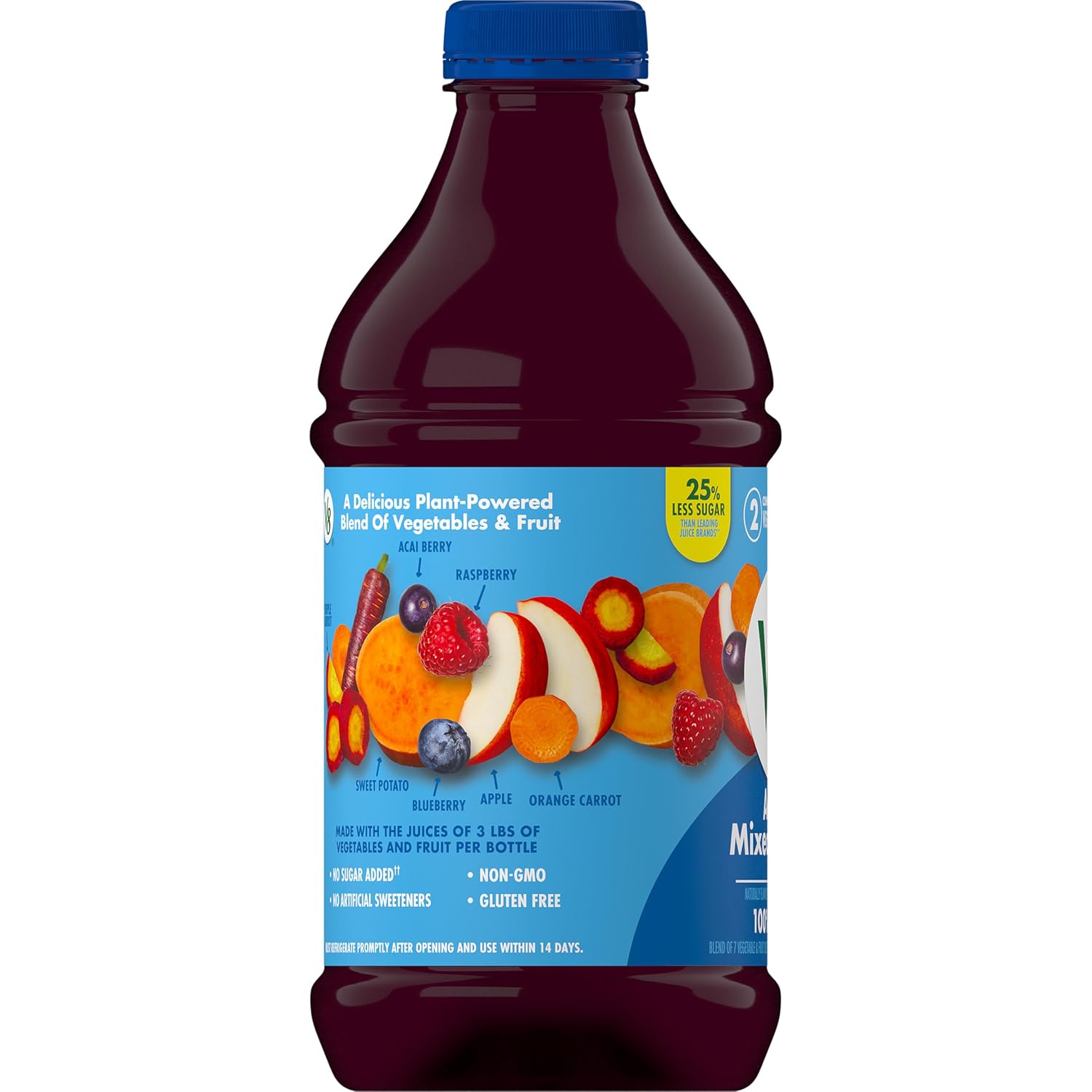 V8 Blends 100% Juice Pomegranate Blueberry Juice, Fruit and Vegetable Juice Blend, 46 Fl Oz Bottle