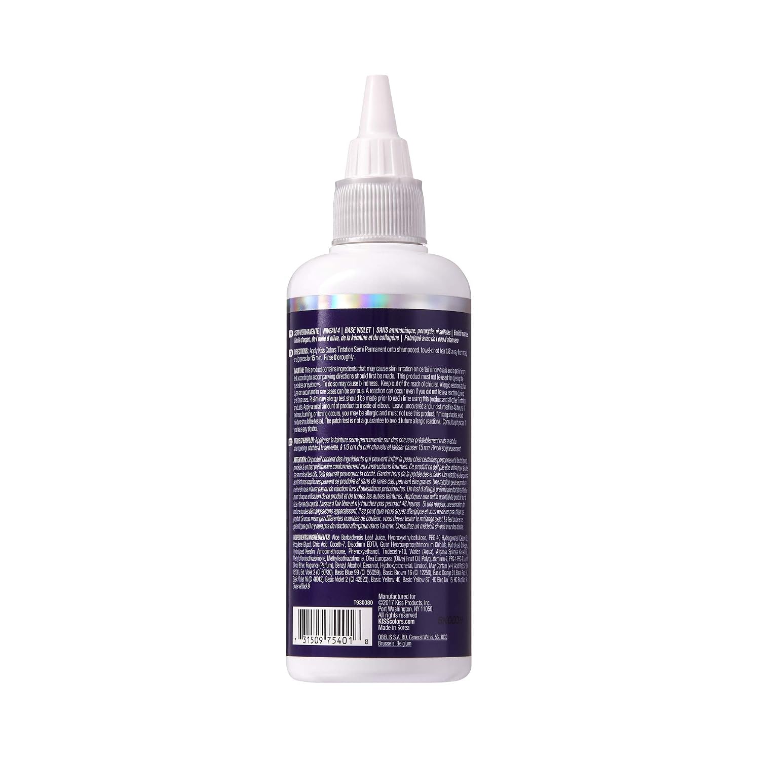 Red by Kiss Tintation Semi-Permanent Hair Color, Aloe Vera Water Based, Argan Oil, Olive Oil, Collagen & Keratin, Long-Lasting Color Dye (Honey Brown, 5 Fl Oz)