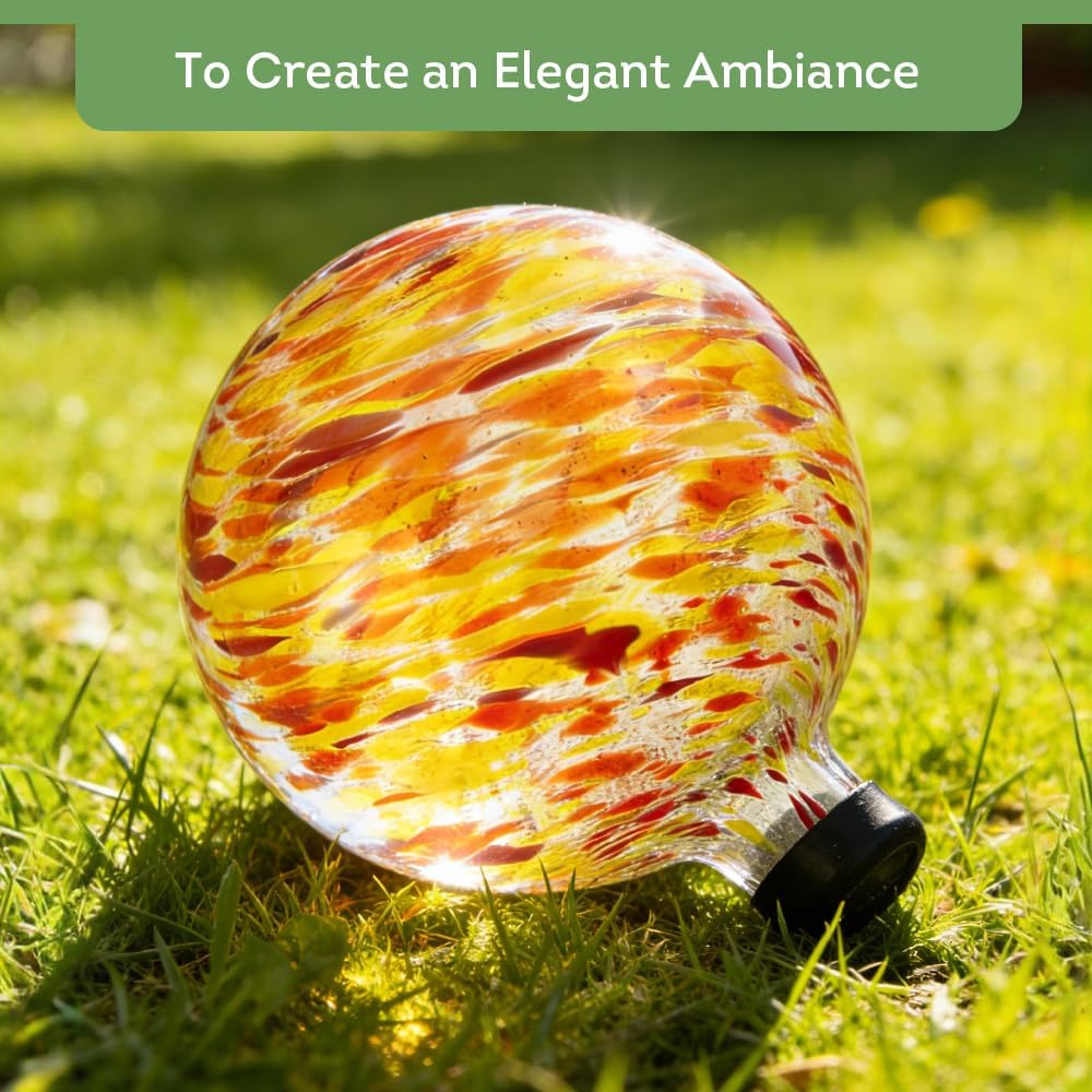 Lily's Home Glass Gazing Ball, A Colorful Addition to Any Garden or Home, Ideal As a Housewarming Gift. 10 Inch (Calming Water)