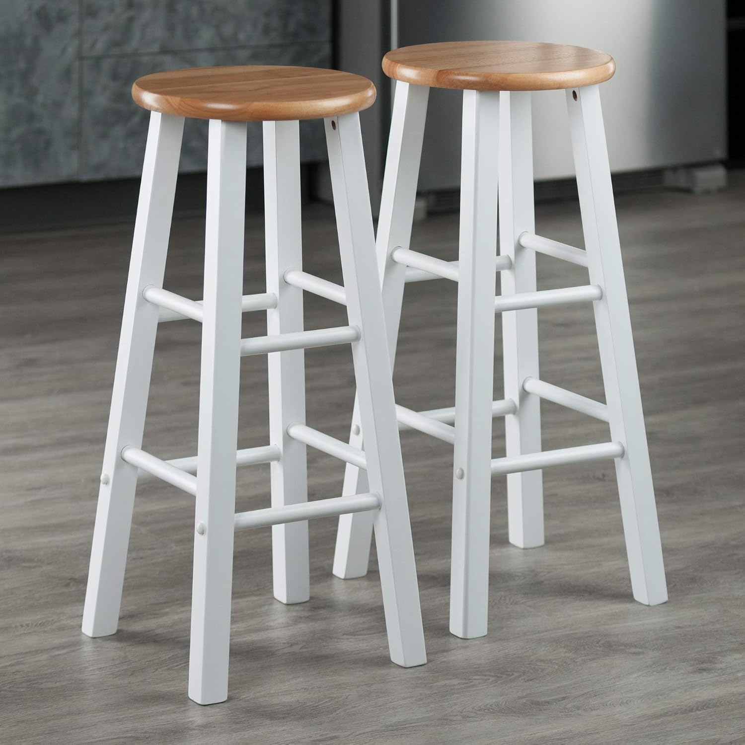 Winsome Element Counter Stools, Natural & White, 24", 2 Piece Set