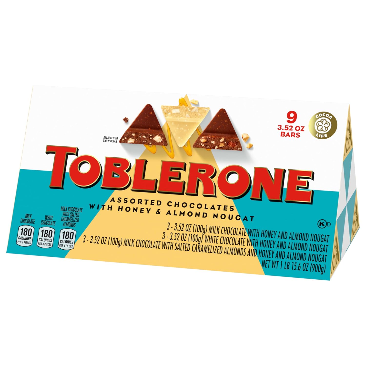 TOBLERONE Dark Chocolate Bar with Honey and Almond Nougat, 20 Bars | Bulk Chocolate