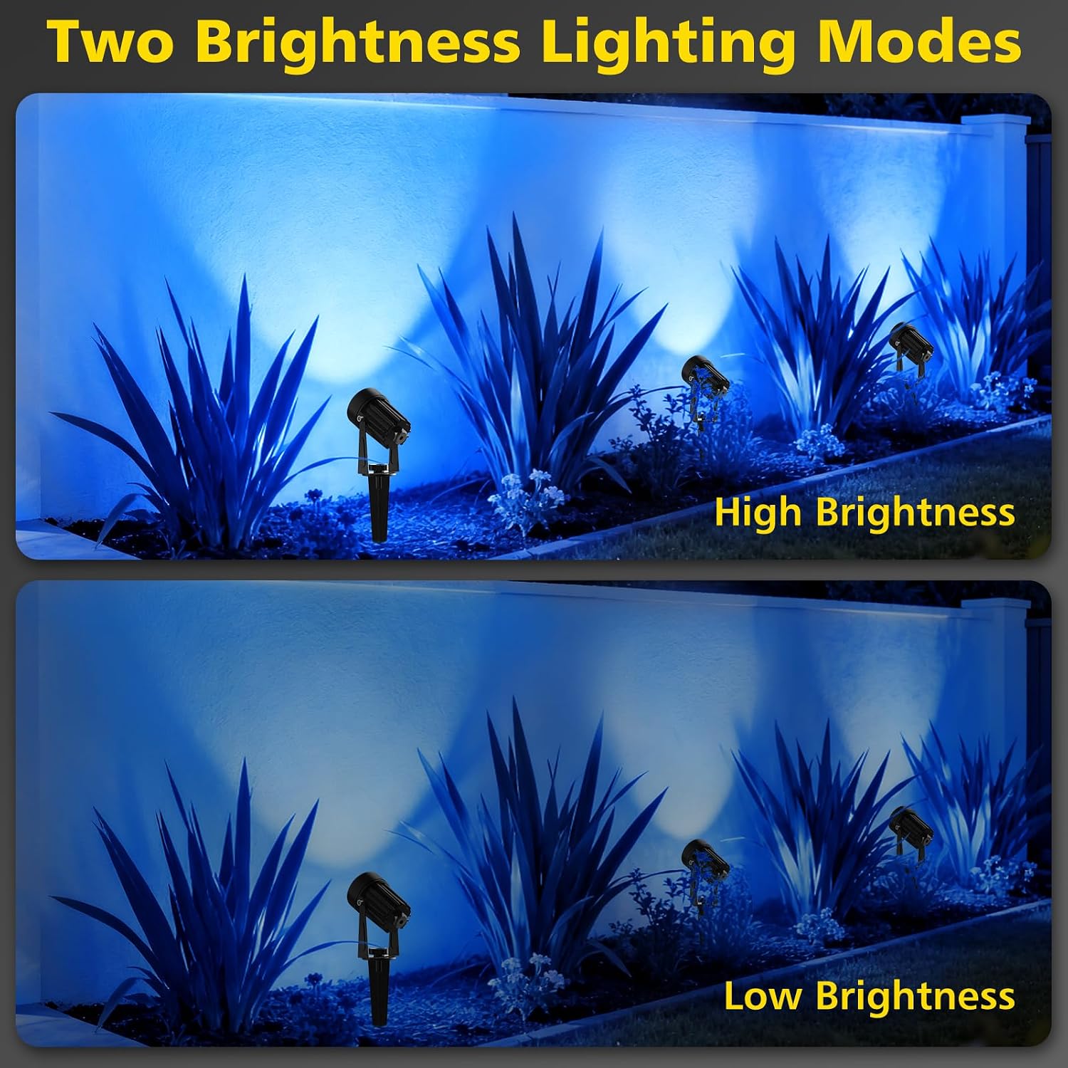 T-SUN Solar Spot Lights Outdoor, Dual Head Solar Spotlights, Cool White | IP65 Waterproof, 2 Brightness Modes, Dusk to Dawn Solar Uplights for Garden, Yard, Pathway, Patio, Lawn