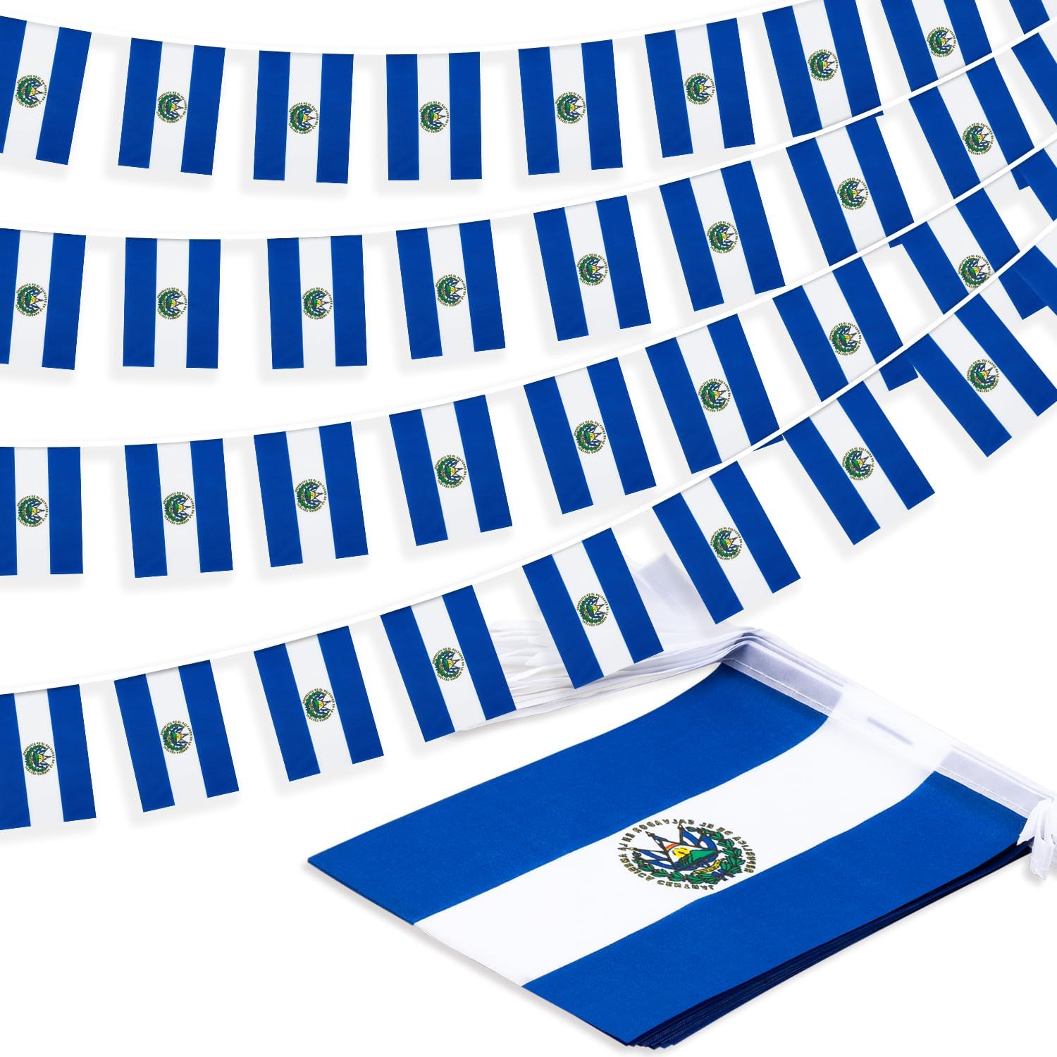 Nicaragua String Flag Pennant Banner, Small Mini Nicaraguan Flags Bunting Banner, National Country Decoration for School, Party, Sports Events, Patriotic Festival, 33 Feet 30 Flags