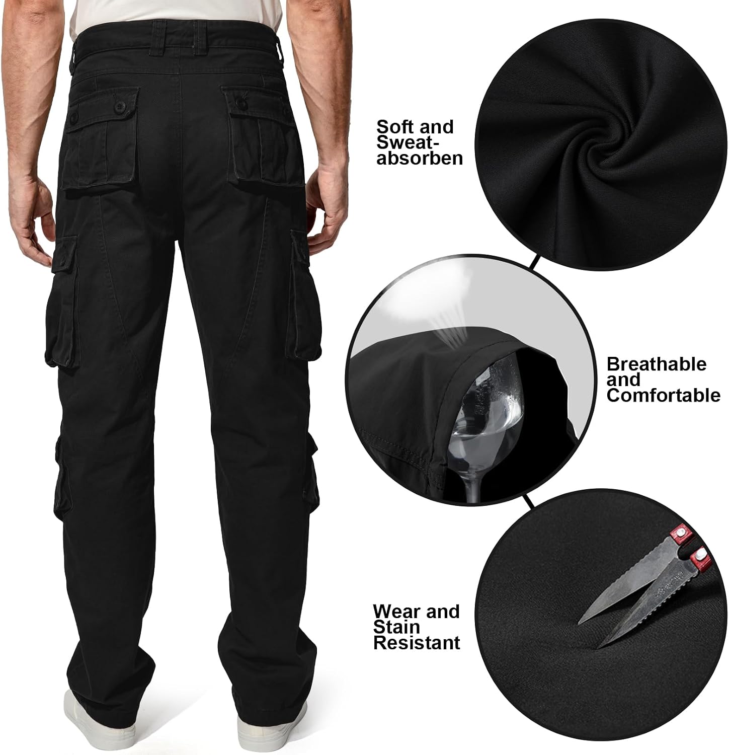 Mens Cargo Pants Camo Work Tactical Rip Stop BDU Casual Army Military Pants | 100% Cotton,Wear Resistant,Breathable,Sweat-absorbent,Men's Wild Cargo Pants with 8 Pockets,Relaxed Loose Fit Hiking Pants