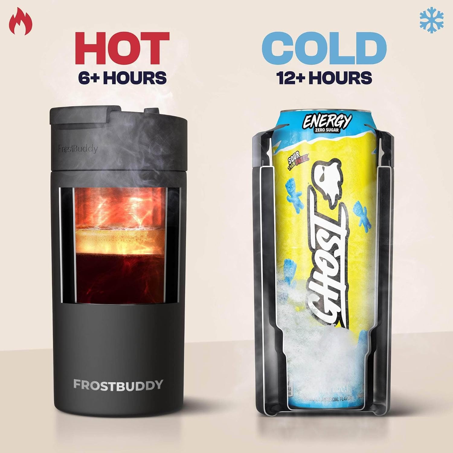 Frost Buddy Universal Can Cooler - Fits Slim Cans, 12 & 16oz (MatteBlack)