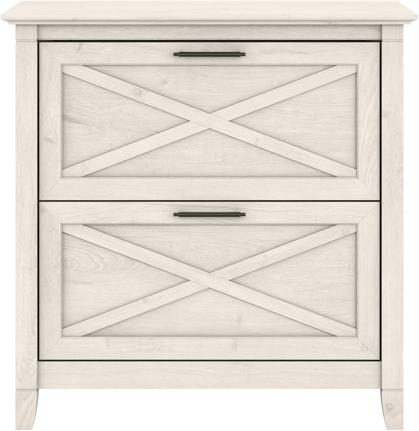 Bush Home Key West 2 Drawer Lateral File Cabinet in Washed Gray, Document Storage for Home Office, Accent Chest with Drawers