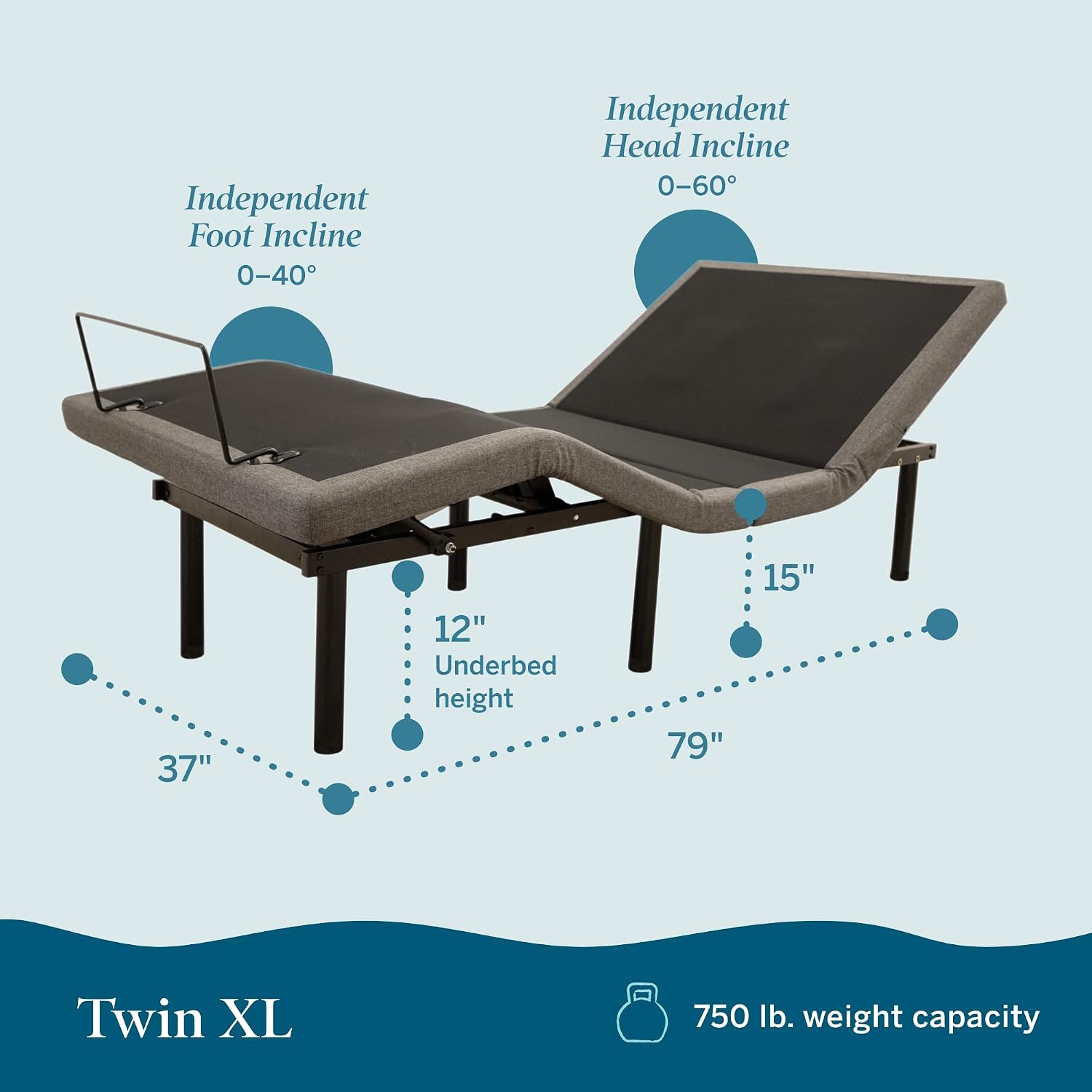 Lucid® L300 Adjustable Bed Frame – USB – Memory Position – Remote, Twin XL