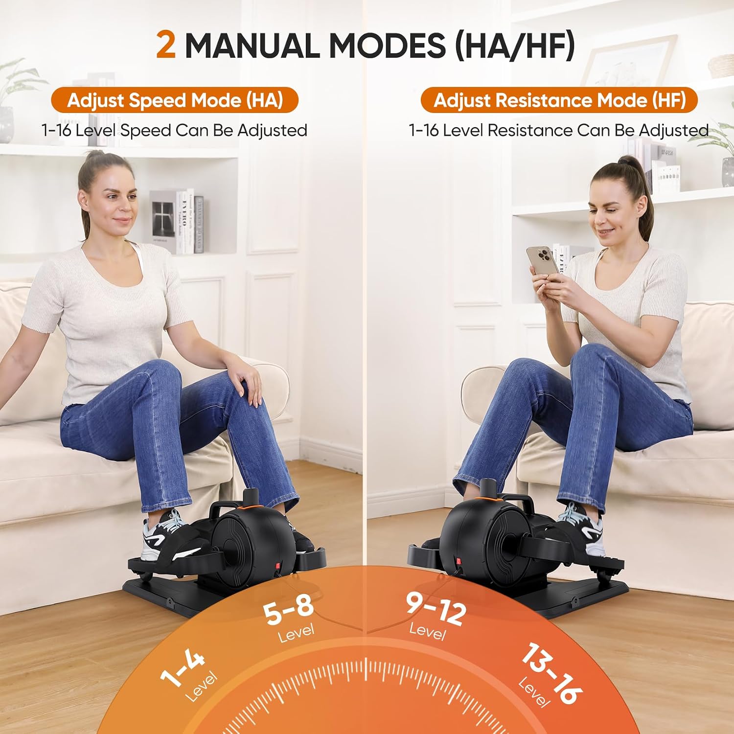 Dripex Under Desk Elliptical Machine, 3-in-1 Electric Leg Exerciser As Seen On TV, 16 Adjustable Speed & Resistance