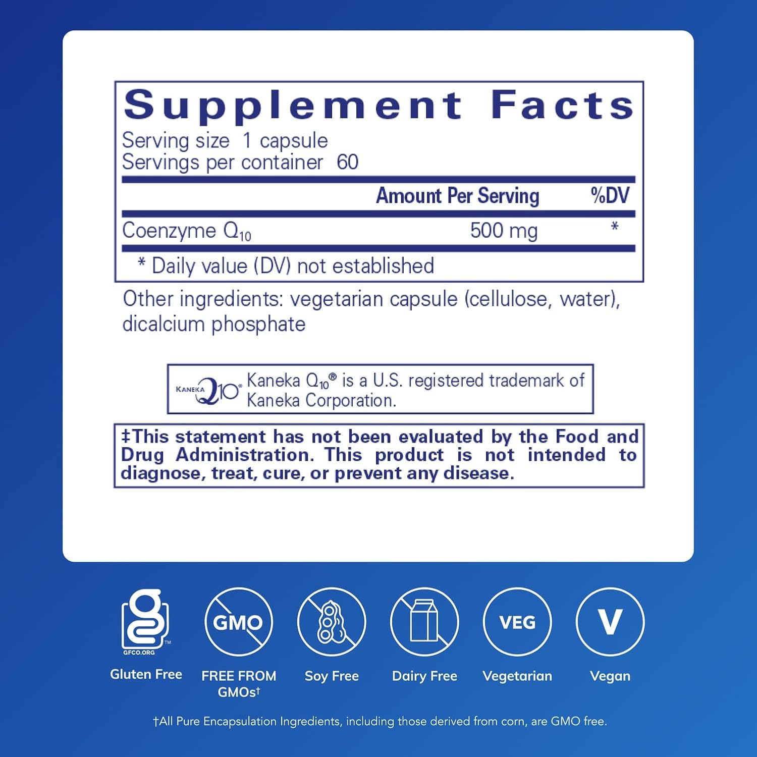 Pure Encapsulations CoQ10 500 mg | Coenzyme Q10 Supplement for Energy, Antioxidants, Brain and Cellular Health, Cognition