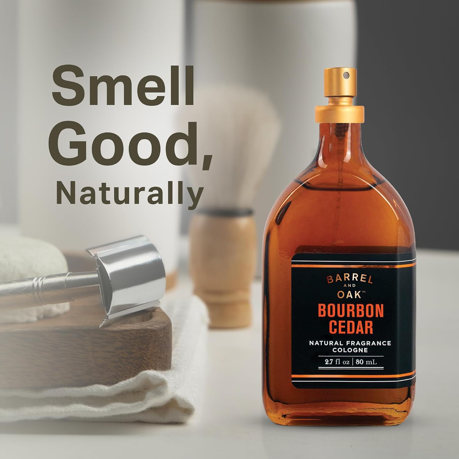 Barrel & Oak Essential Oil Based Cologne for Men, Bourbon Cedar, 2.7 oz | Long-Lasting Men's Cologne, Day & Night Fragrance, Paraben & SLS Free, Gifs forMen