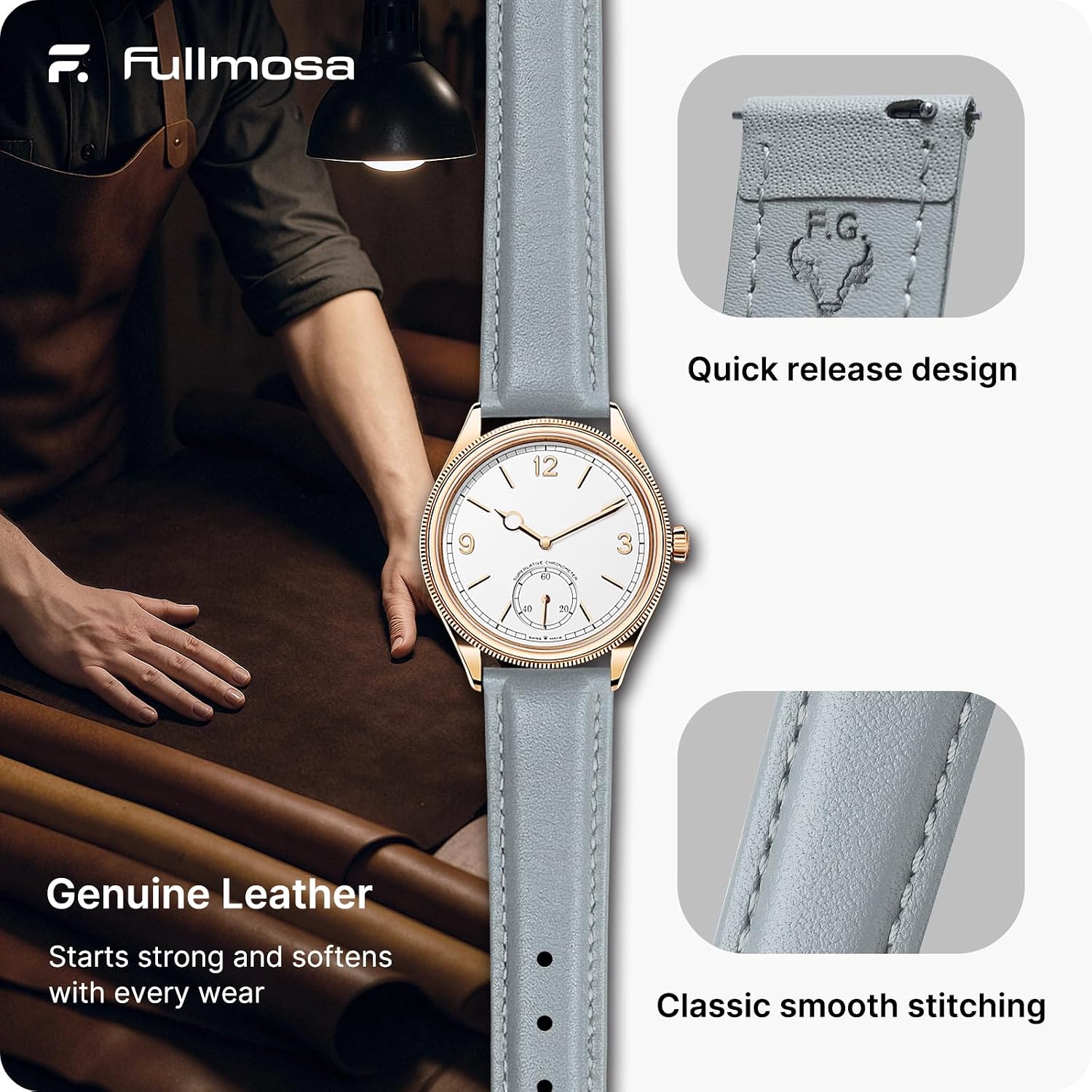 Fullmosa 22mm Quick Release Leather Watch Band for Garmin Samsung Galaxy | Strap for Garmin Vivoactive 4 45mm,Garmin Venu 4(45mm)/Venu 3/Venu 2,Samsung Galaxy Women Men, Red&Silver Buckle