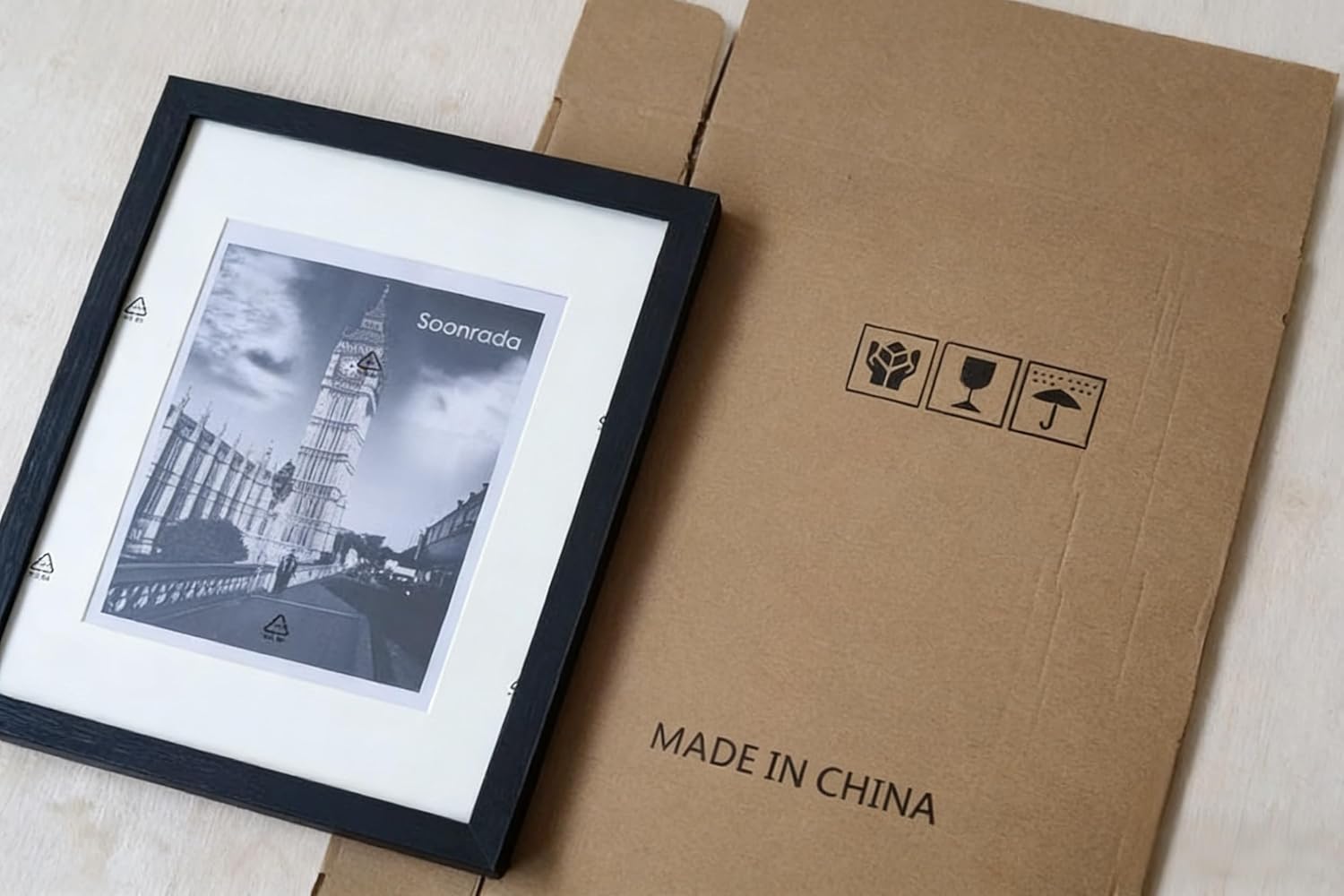 12x12 Picture Frame Matted to Fit Photos 8x8 or 12 x 12 Pictures Without Mat, 12 by 12 Square Solid Wood Black Picture Frames for Wall Mounting