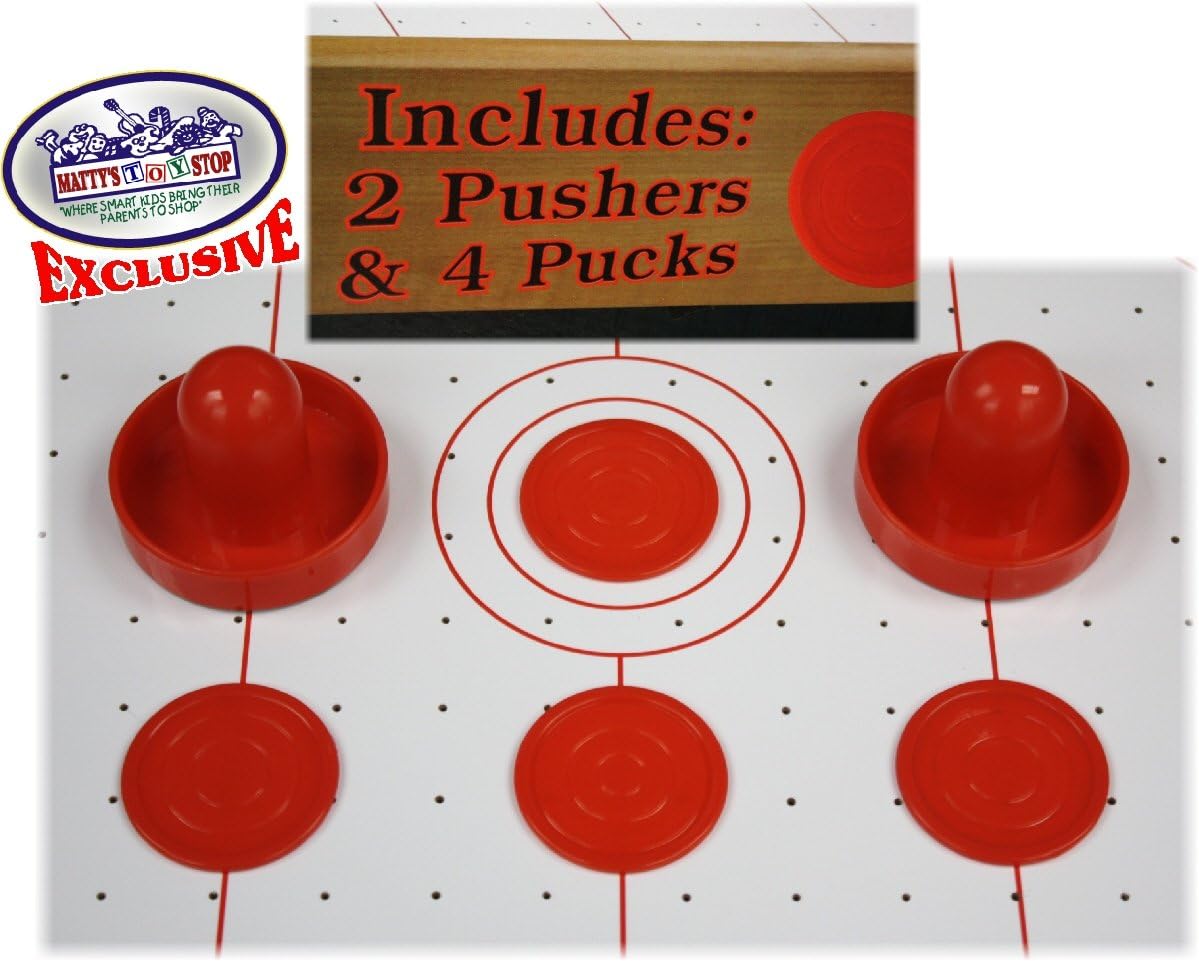 Matty's Toy Stop Deluxe 20" Wooden Table Top Air Hockey (Extra Pucks) & Foosball (Soccer) (Extra Balls) Games Gift Set Bundle - 2 Pack
