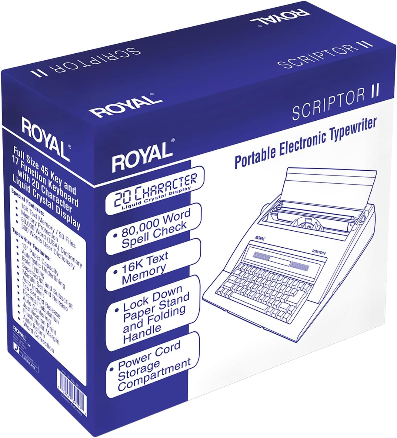 ROYAL 69147T Scriptor II Typewriter, White