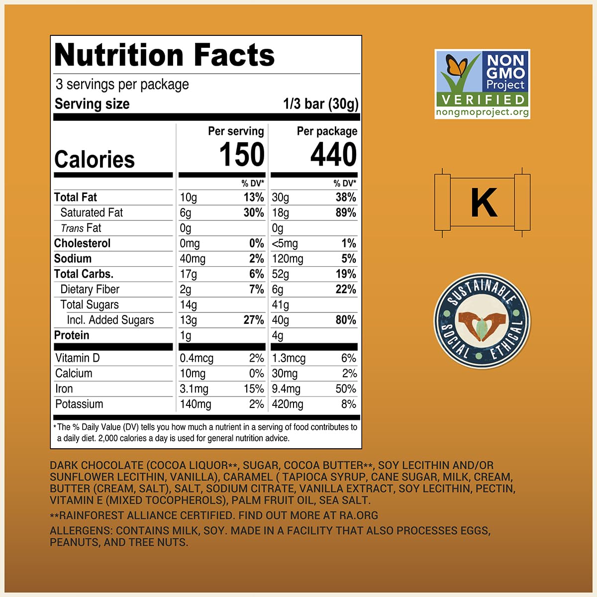 Chocolove Salted Caramel Chocolate Bars | 55% Cocoa | Silky Caramel with a Hint of Salt | Made with Premium Chocolate | Non-GMO, & Gluten-Free, 3.2 oz Bar (10 Pack)