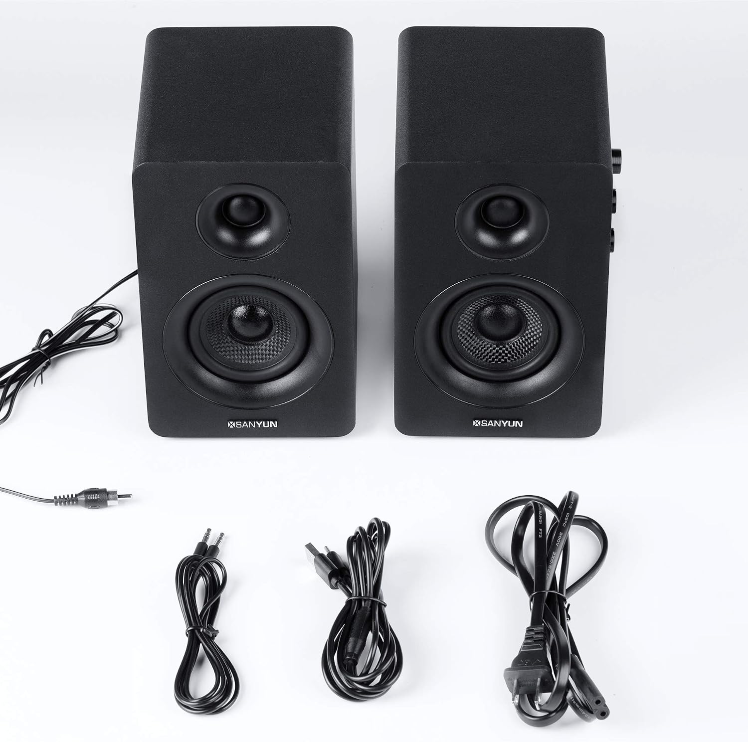 Sanyun SW208 3" Active Bluetooth 5.0 Bookshelf Speakers, Built-in 24bit DAC