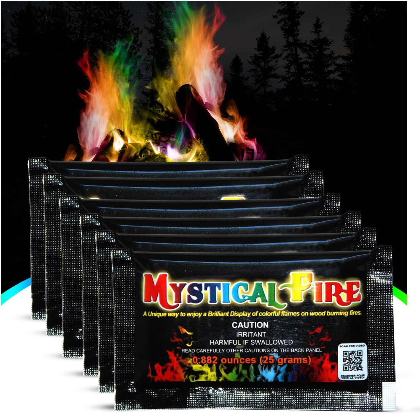 Mystical Fire Color Changing Packets – Colorful Fire Changer Packets 6pk | 6-pack color changing fire packets creates colorful flames in fire pits