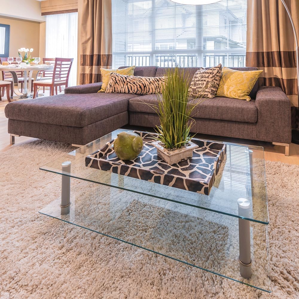 16 inch Square Glass Table Top - Tempered - 1/2" Thick Glass Surface, Safe Beveled Edge, Eased Corners, Multipurpose for Dining Table, Patio, Coffee and End Table