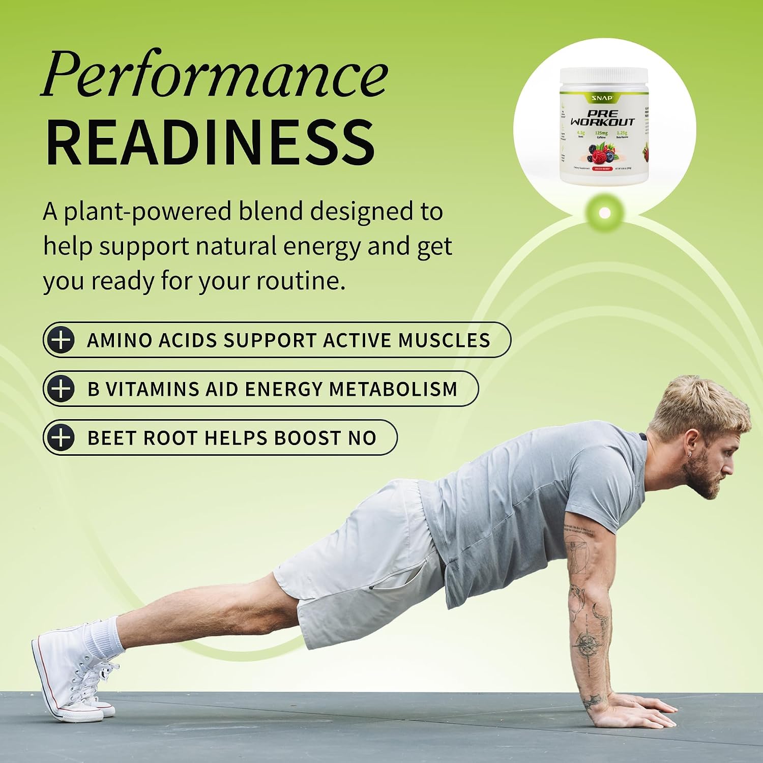 Snap Supplements Beet Root Powder Natural Pre Workout for Men Women, 30 SRV