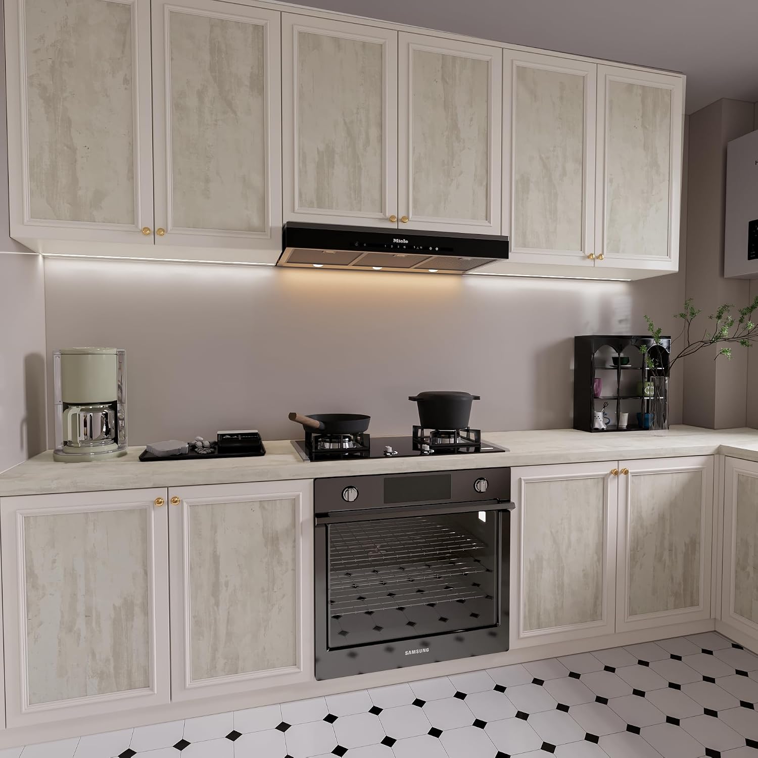 48x197inch Extra Wide Black White Marble Wallpaper Peel Stick Glossy Thick Waterproof Furniture Sticker Granite Look Contact Paper DIY Wall Sticker Self-adhesive Countertop Vinyl Wrap for Kitchen