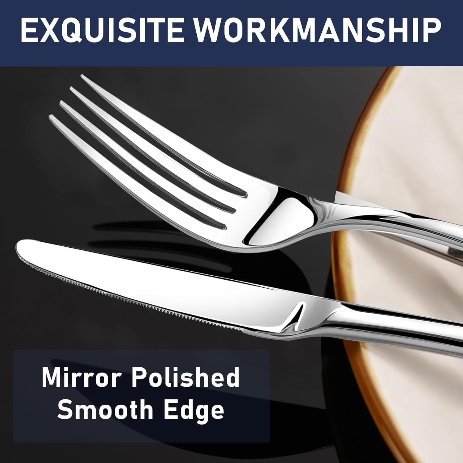 Silverware Set for 8, 40 Piece Stainless Steel Flatware Utensil Cutlery Set