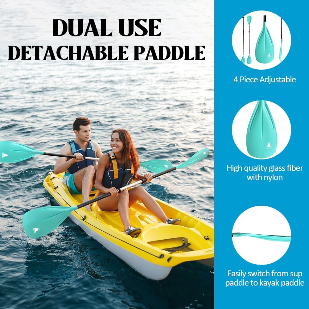 Karltion SUP Paddle - 3-Piece Adjustable Aluminium SUP Paddle with Glass Fiber Blade for Surfing, Floating, Water Sports