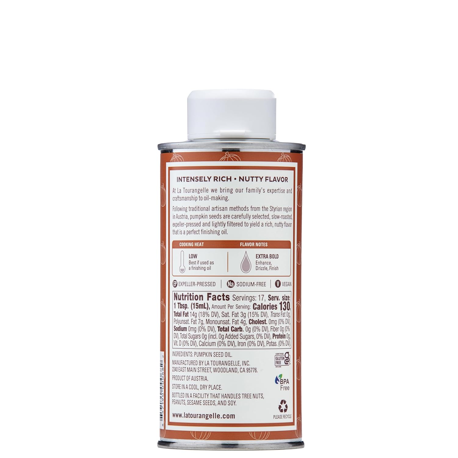 La Tourangelle Toasted Pumpkin Seed Oil, for Cooking, Dressings, 8.45 fl oz | Made Using Traditional Styrian Techniques, Great for Pastas and Spreads, Health and Beauty Oil, Gluten Free, Non-GMO