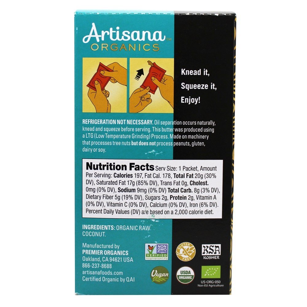 Artisana Organic Coconut Butter Squeeze Packs 10 Count, 1.06 OZ