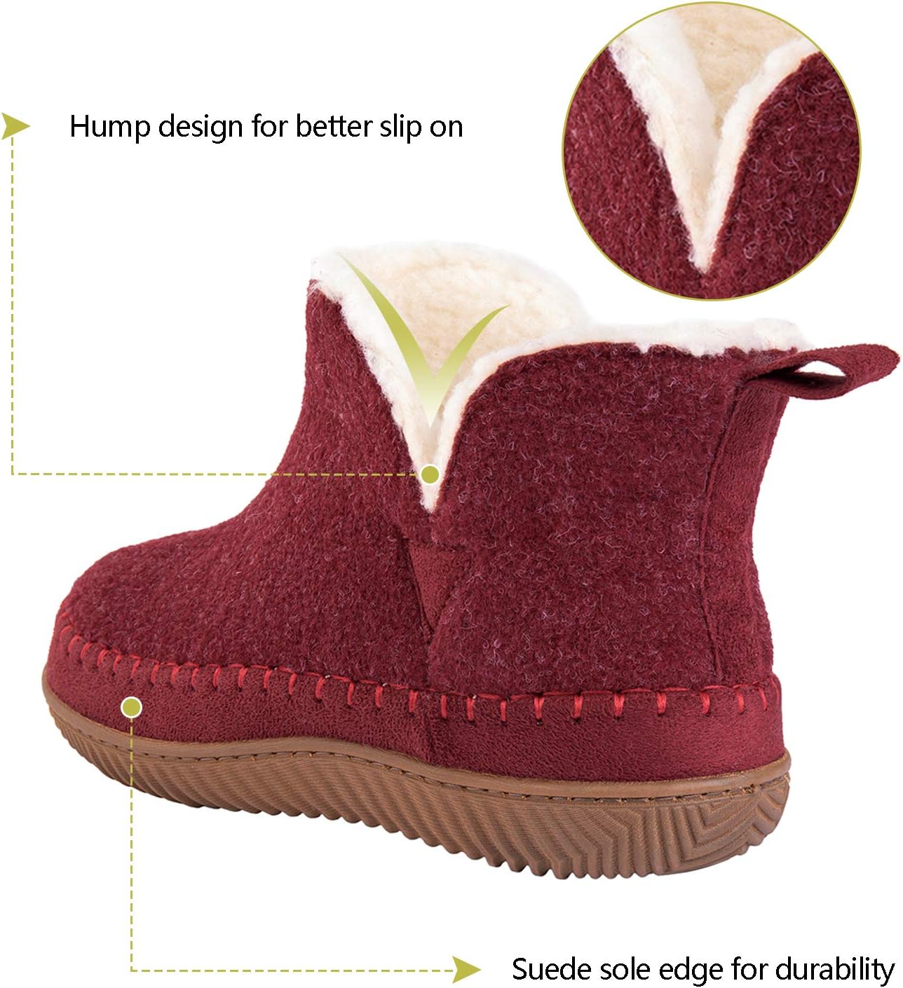 Zizor Women's Moccasin Bootie Slippers, Memory Foam House Shoes