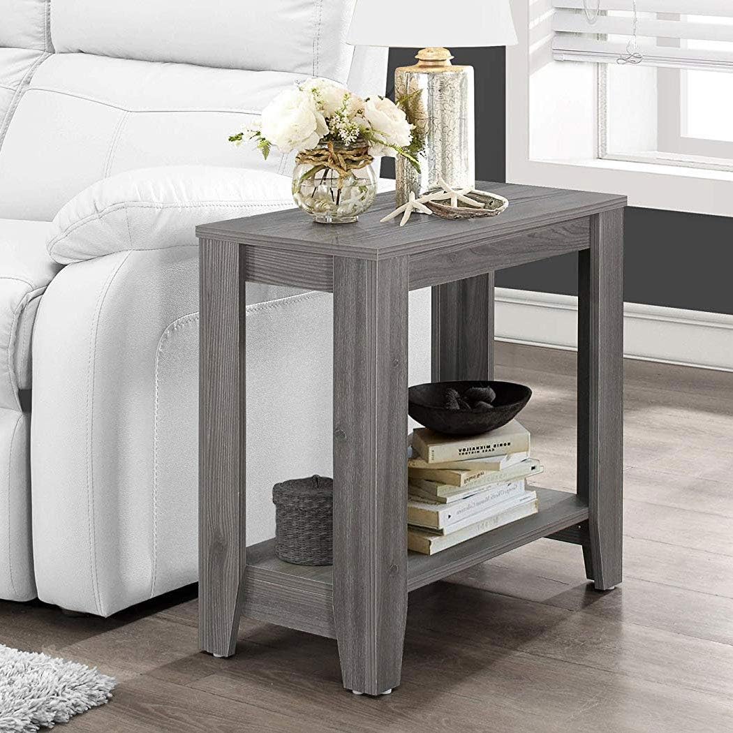 Monarch Specialties I Accent End Side-Lamp Table with Shelf, 24" x 12" x 22", Cappuccino