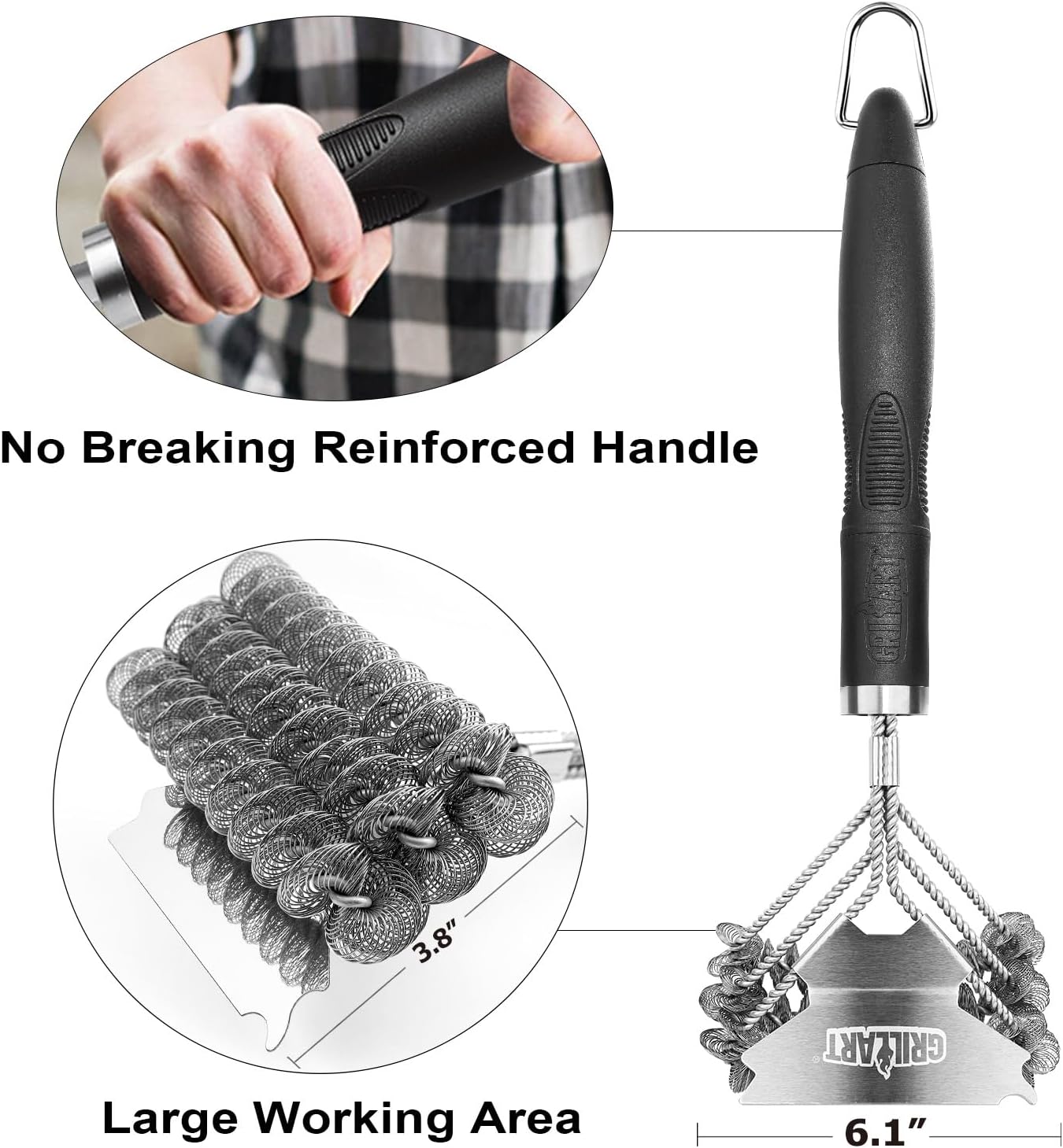 Grill Brush and Scraper Bristle Free – Safe BBQ Brush for Grill – 18'' Stainless Grill Grate Cleaner - Safe Grill Accessories for