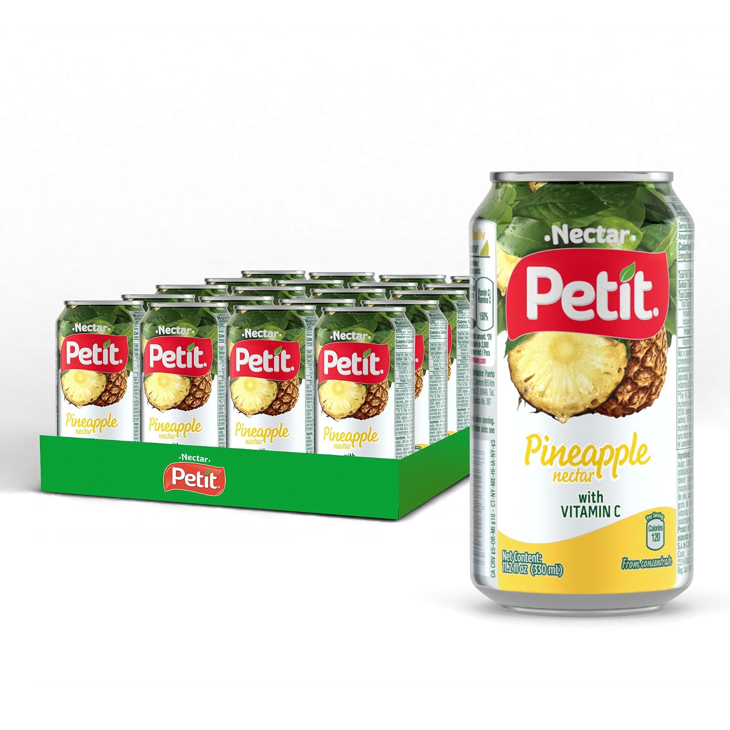 Petit Pineapple Nectar, 330 ml Cans (Pack of 24) – Refreshing Tropical Fruit Juice Beverage