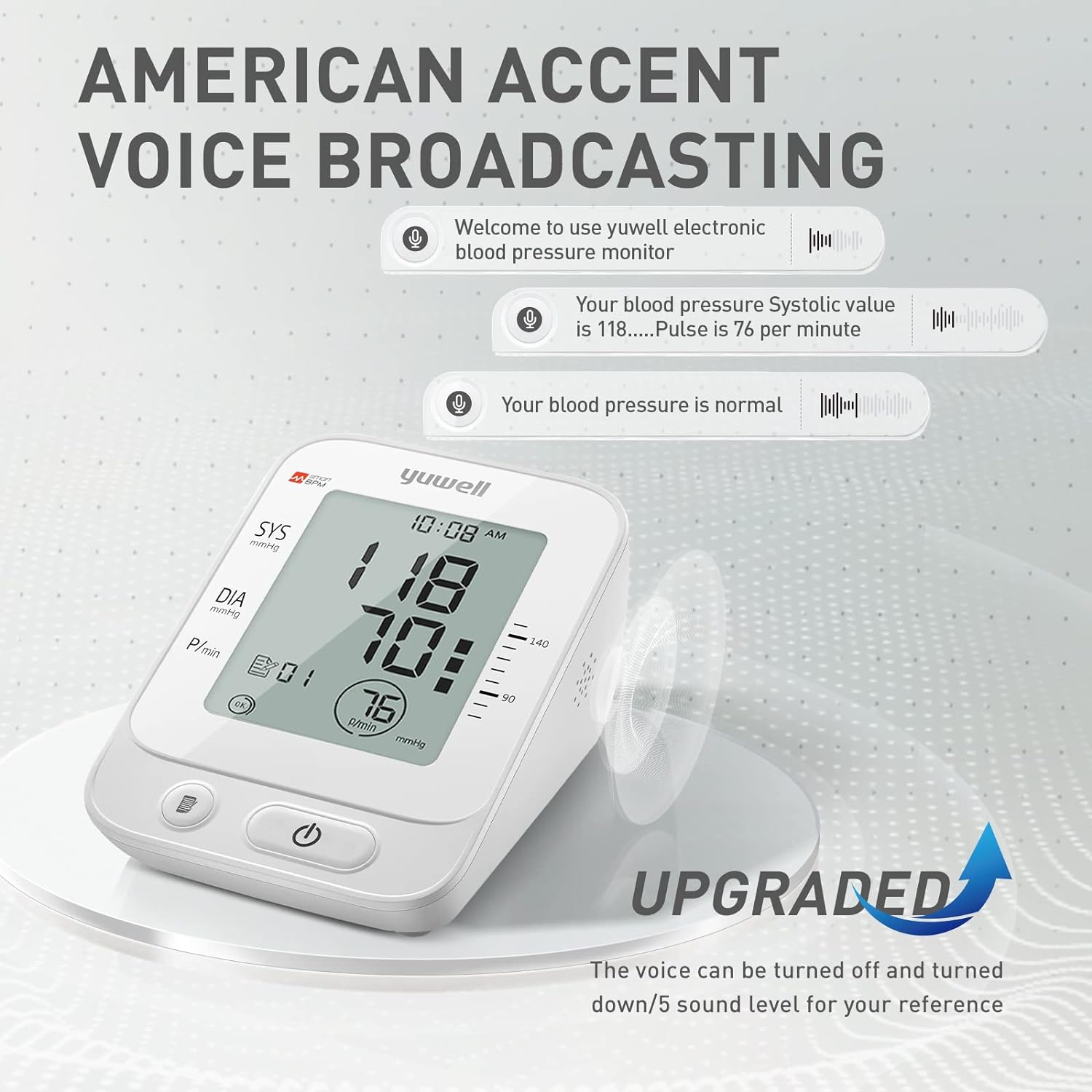 yuwell Blood Pressure Monitor, Large Upper Arm Blood Pressure Cuff, Digital Blood Pressure Machine for Home Use, Large Display, Stores 99 Readings