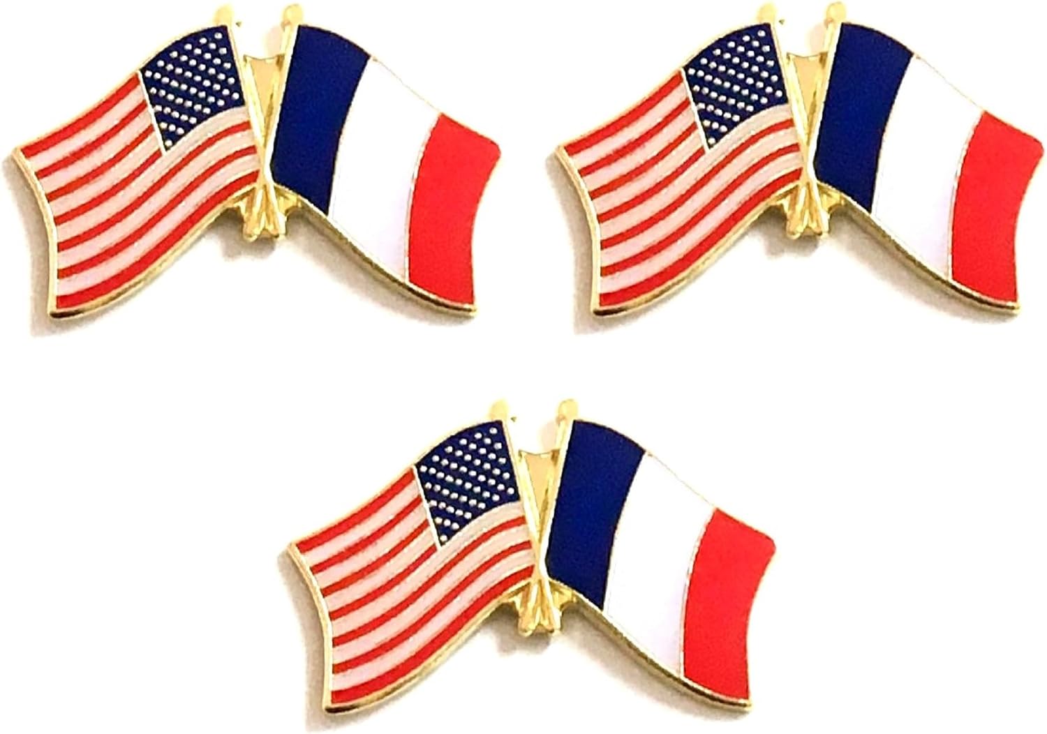 3 National Country Flag Crossed Enamel Flag Pins Pack of 3 Friendship Double Flags