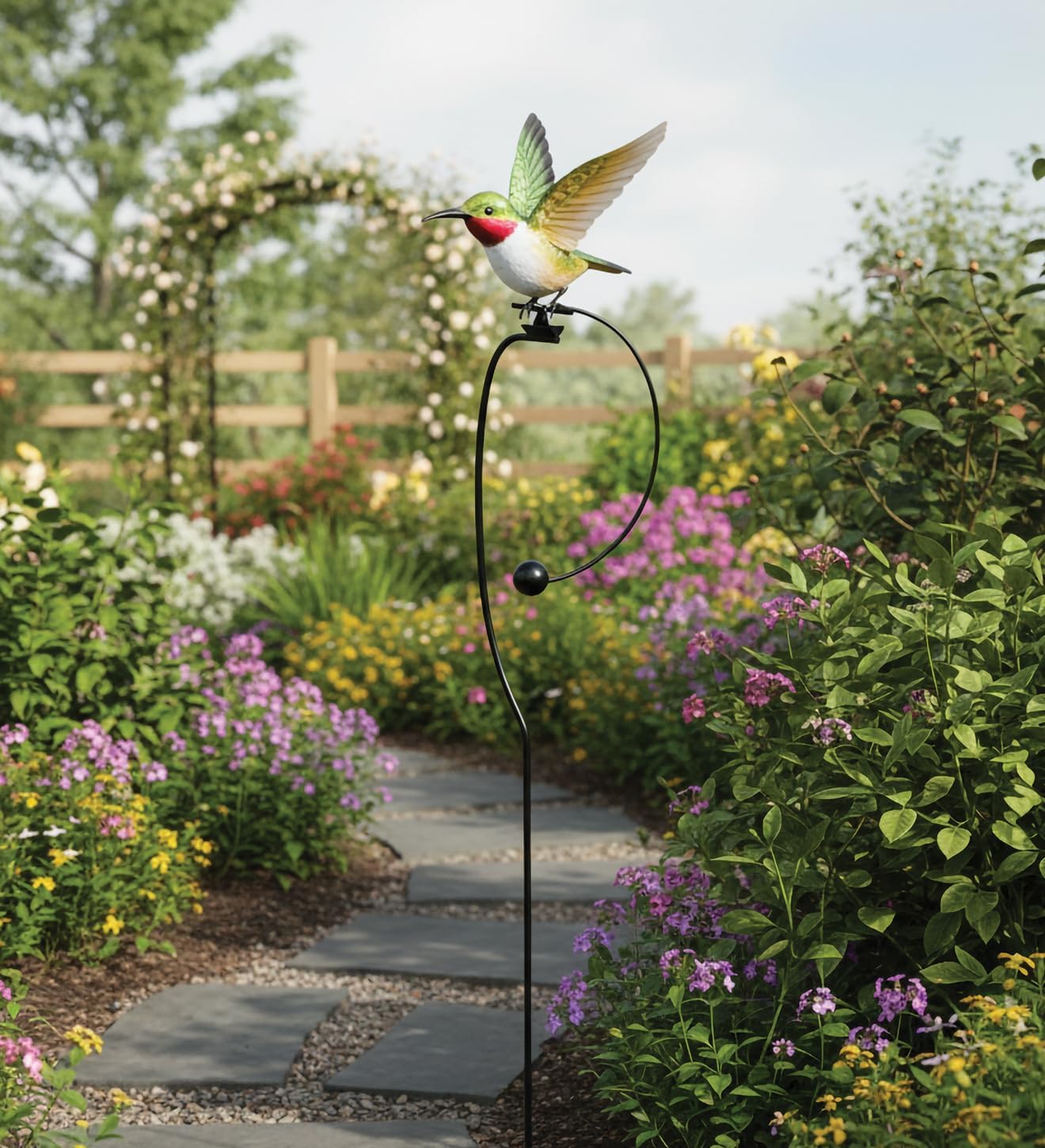 Regal Art & Gift Rocker Hummingbird Garden Stake, Kinetic Metal Yard Art