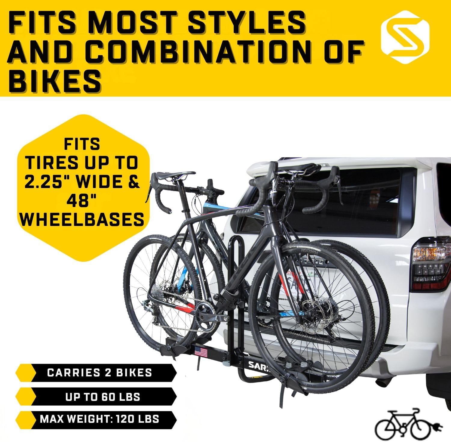 Saris Freedom Hitch Rack – Lightweight Platform Bike Carrier for Car, SUV & Truck – No Frame Contact, Anti-Wobble, E-Bike Compatible – 2 or 4 Bike