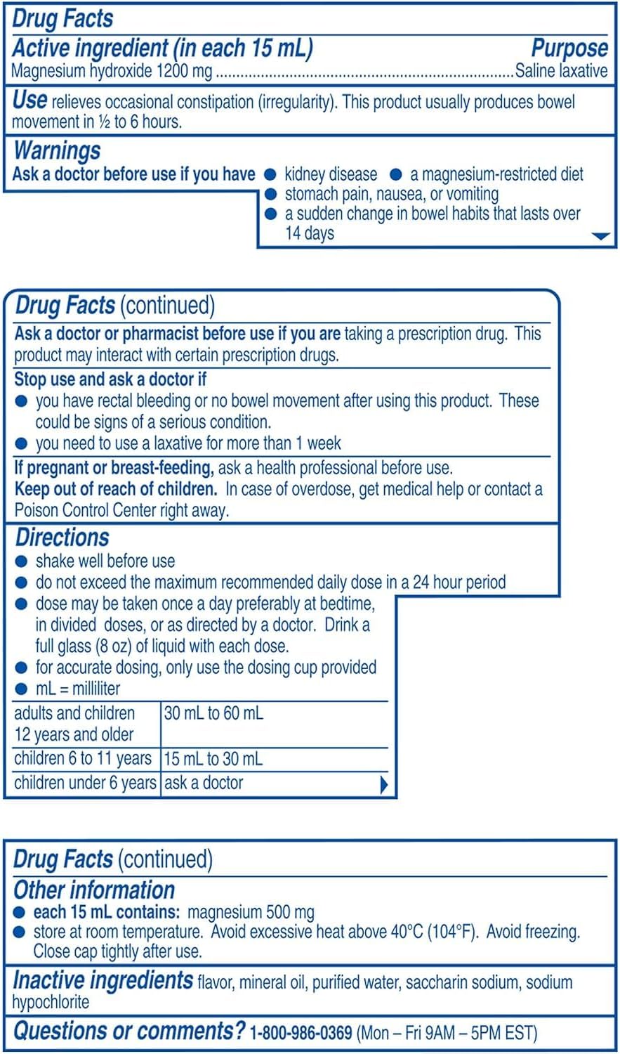 Phillips' Milk of Magnesia, Laxative, Original, 4 Ounce (Pack of 6) - Packaging May Vary