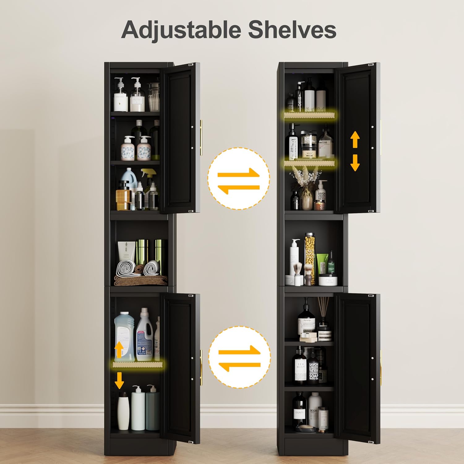 Ckzbx Tall Narrow Storage Cabinet 66.93" H Tall Bathroom Cabinet Metal Pantry Cabinets, 4 Adjustable Shelves for Kitchen, Home Office, Living Room, Dinning Room (20 inches Wide White)