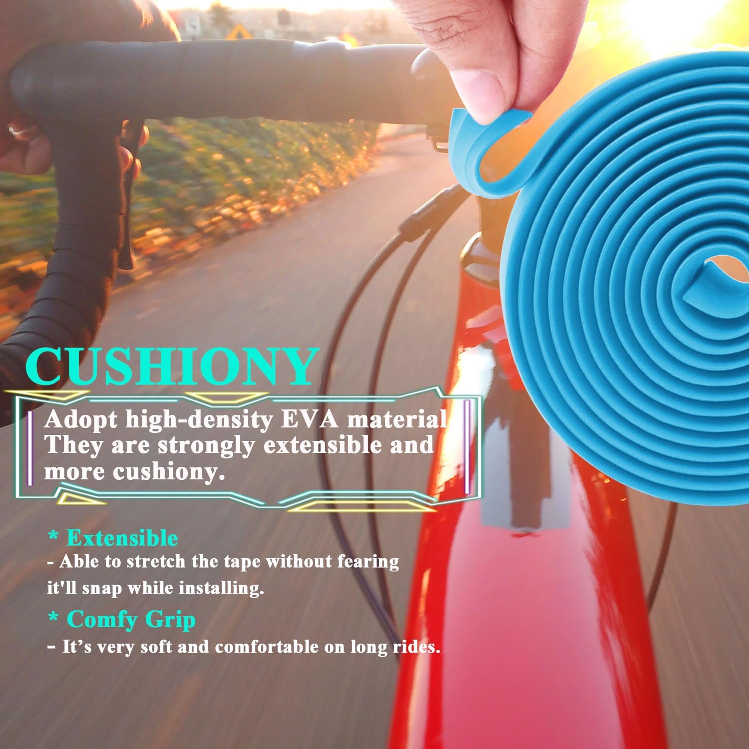 KINGOU EVA Road Bike Handlebar Tape Bicycle Bar Wraps - 2PCS Per Set