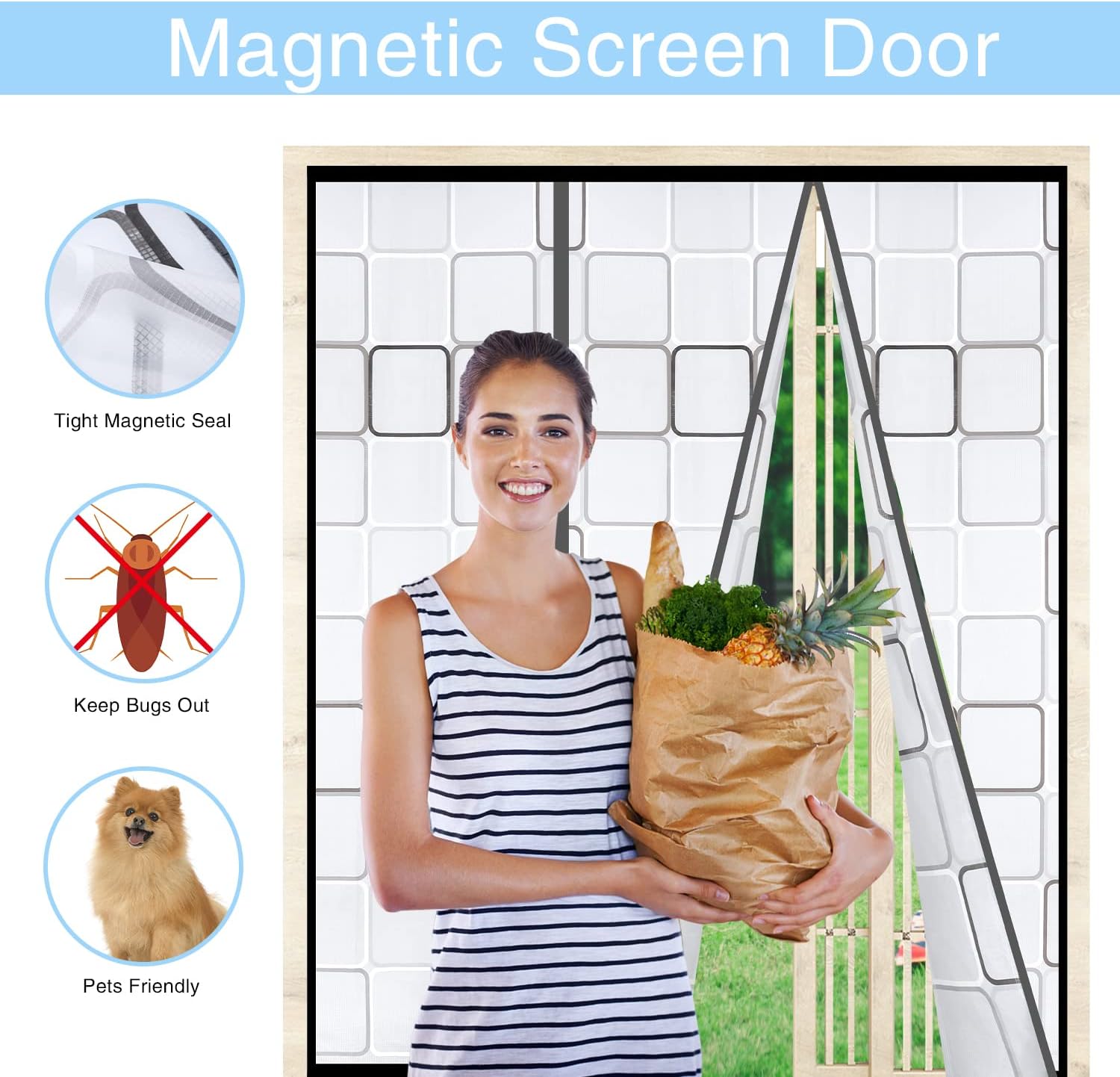 Insulated Door Curtain, Thermal Magnetic Self-Sealing EVA Door Screen Winter Stop Draft Keep Cold Out Door Cover for Kitchen, Bedroom