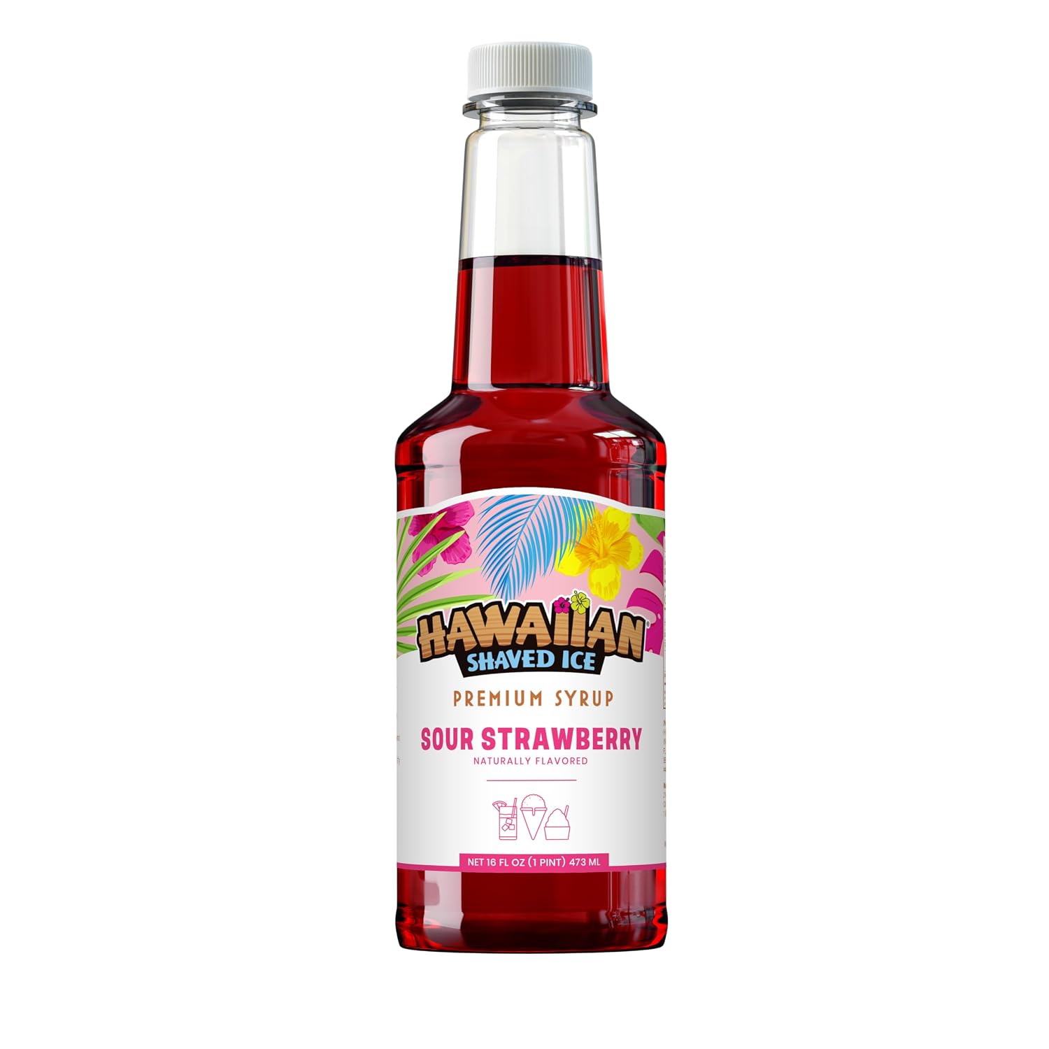 Hawaiian Shaved Ice Blue Raspberry Syrup - Made Nut Soy Dairy Free in the USA - Flavor Fluffy Shaved & Crunchy Snow Cone - Shelf Stable After Opening - Makes 8 Servings - 16 ounces